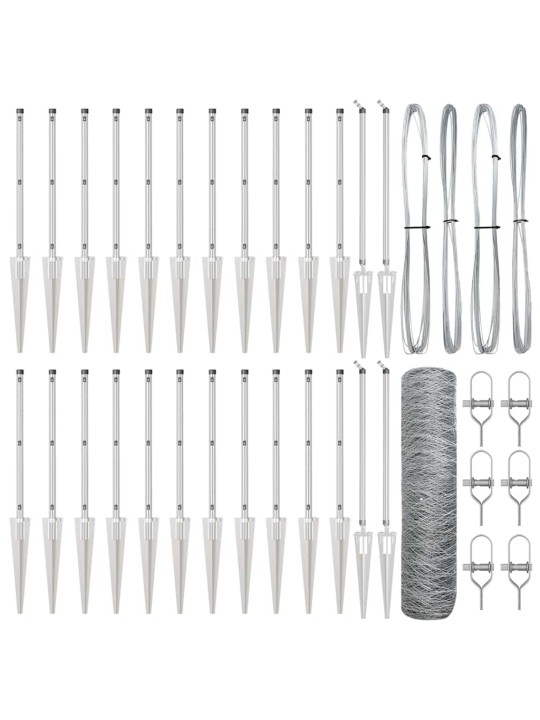 Žogs ar stabiem. sudraba 1 x 50 m pvc pārklāts tērauds