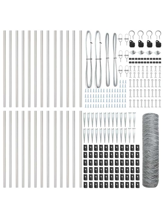 Žogs ar stabiem. sudraba 1 x 50 m pvc pārklāts tērauds