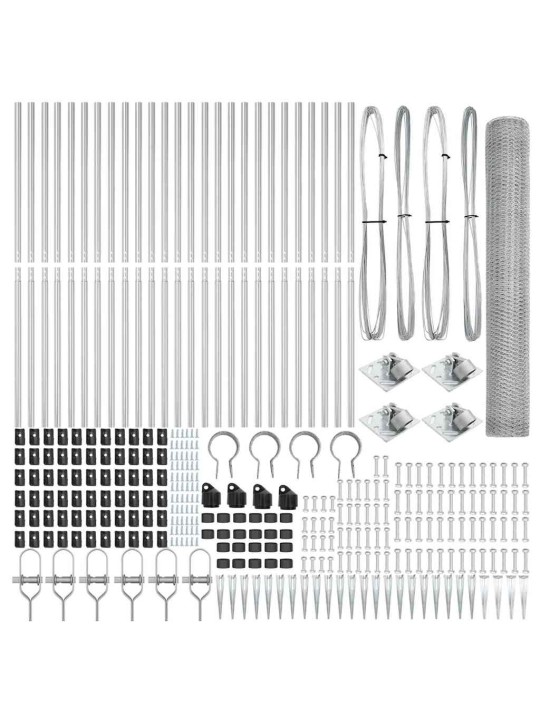Žogs ar stabiem. sudraba 1.4 x 50 m pvc pārklāts tērauds