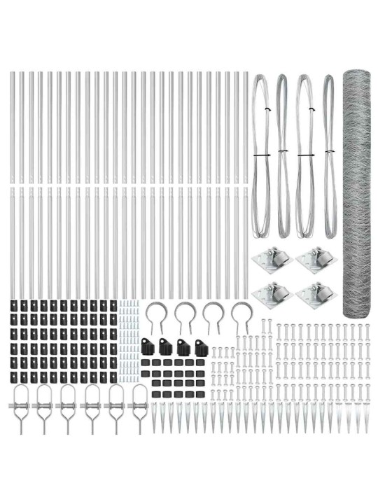 Žogs ar stabiem. sudraba 1.4 x 50 m pvc pārklāts tērauds