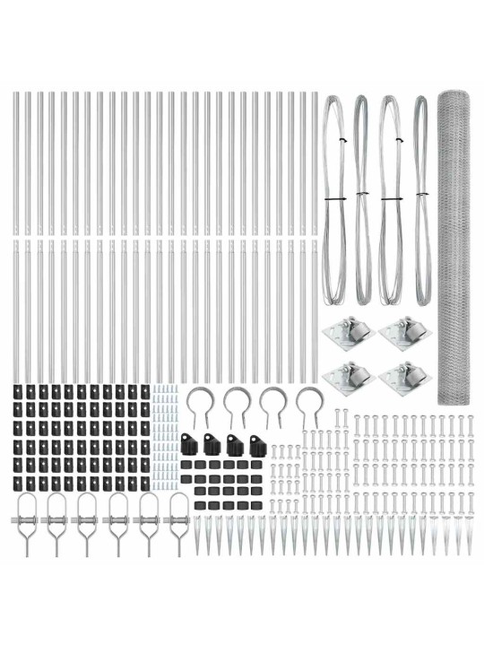 Žogs ar stabiem. sudraba 1.6 x 50 m pvc pārklāts tērauds