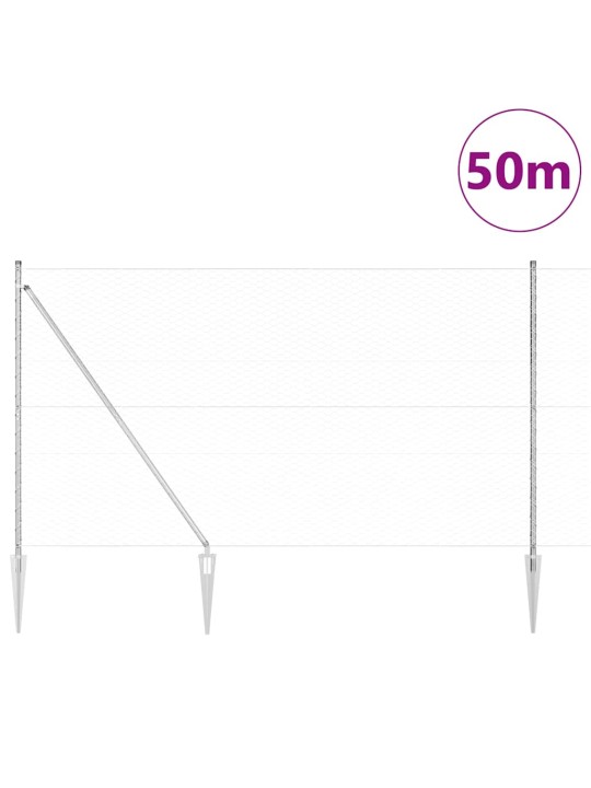 Žogs ar stabiem. sudraba 1.6 x 50 m pvc pārklāts tērauds