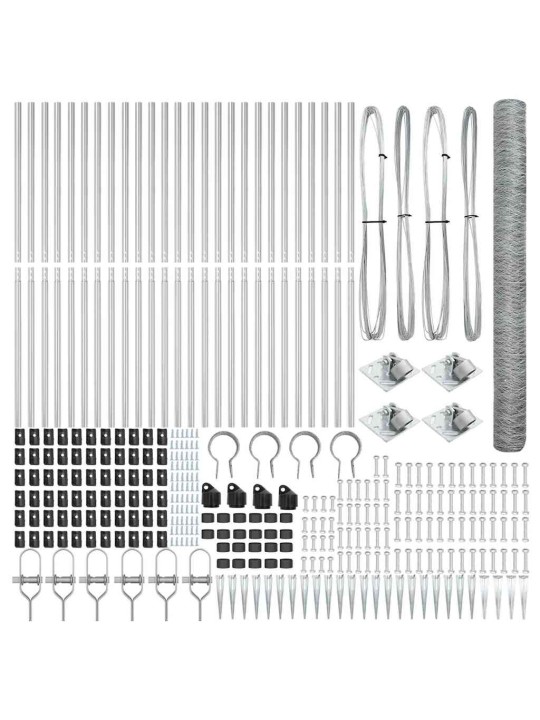 Žogs ar stabiem. sudraba 1.6 x 50 m pvc pārklāts tērauds