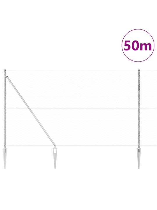 Žogs ar stabiem. sudraba 1.6 x 50 m pvc pārklāts tērauds