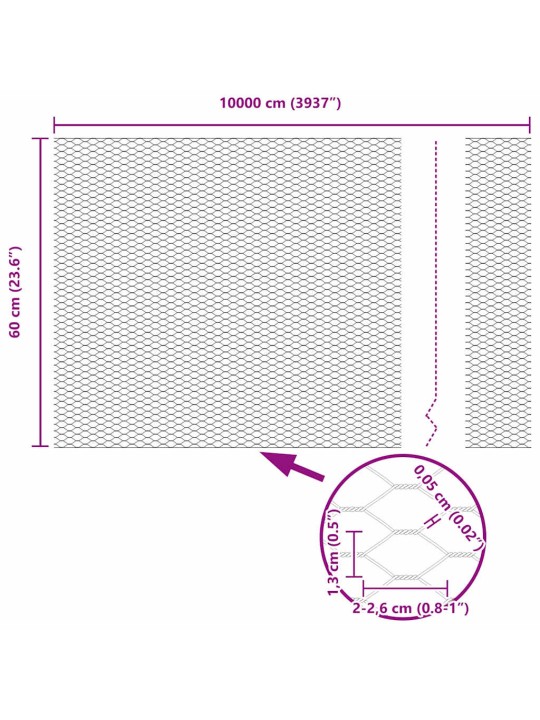 Žogs ar stabiem. sudraba 0.6 x 100 m pvc pārklāts tērauds