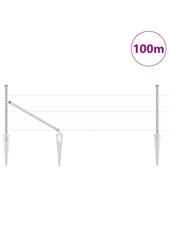 Žogs ar stabiem. sudraba 0.8 x 100 m pvc pārklāts tērauds