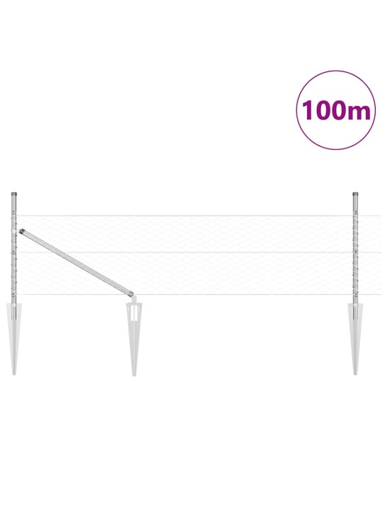 Žogs ar stabiem. sudraba 0.8 x 100 m pvc pārklāts tērauds