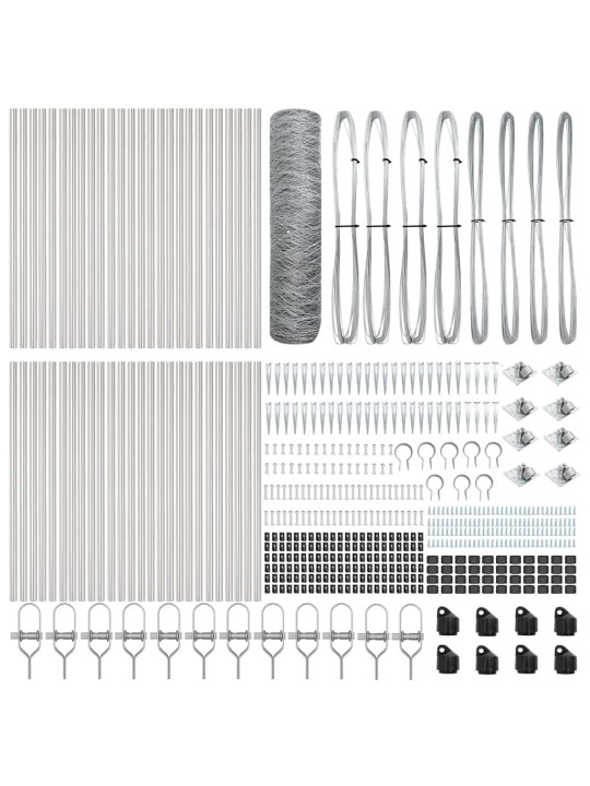 Žogs ar stabiem. sudraba 1 x 100 m pvc pārklāts tērauds