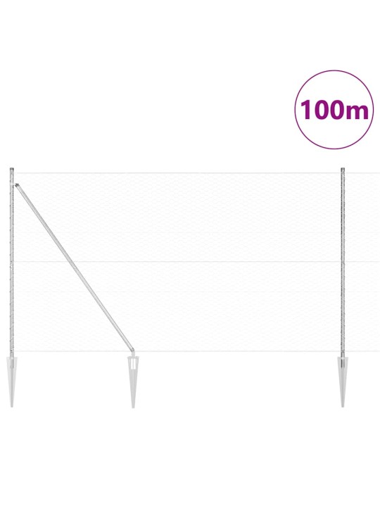 Žogs ar stabiem. sudraba 1.6 x 100 m pvc pārklāts tērauds