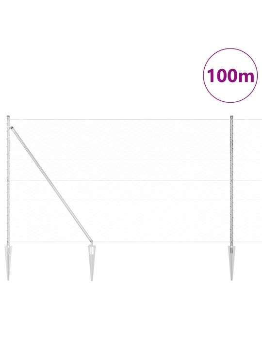 Žogs ar stabiem. sudraba 1.6 x 100 m pvc pārklāts tērauds