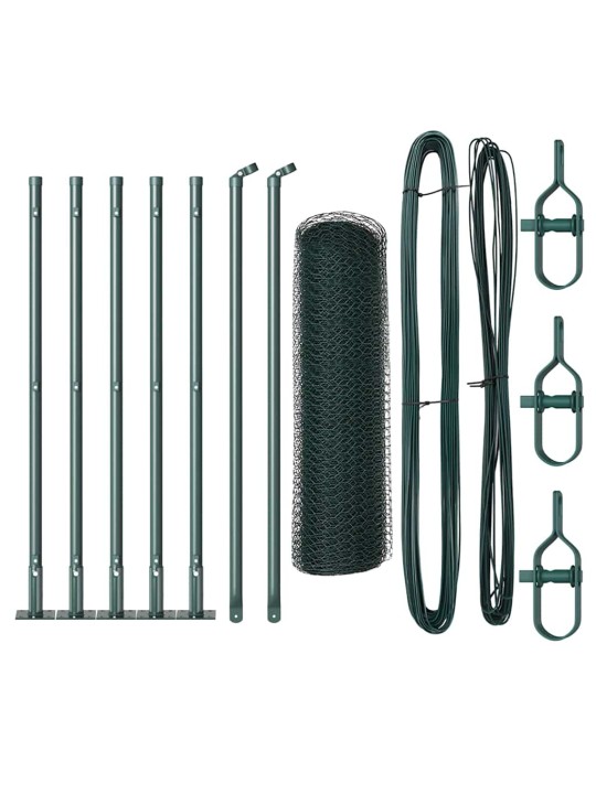 Žogs ar stabiem. zaļa 0.6 x 10 m pvc pārklāts tērauds