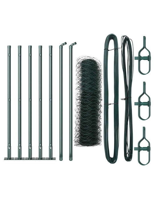 Žogs ar stabiem. zaļa 0.8 x 10 m pvc pārklāts tērauds