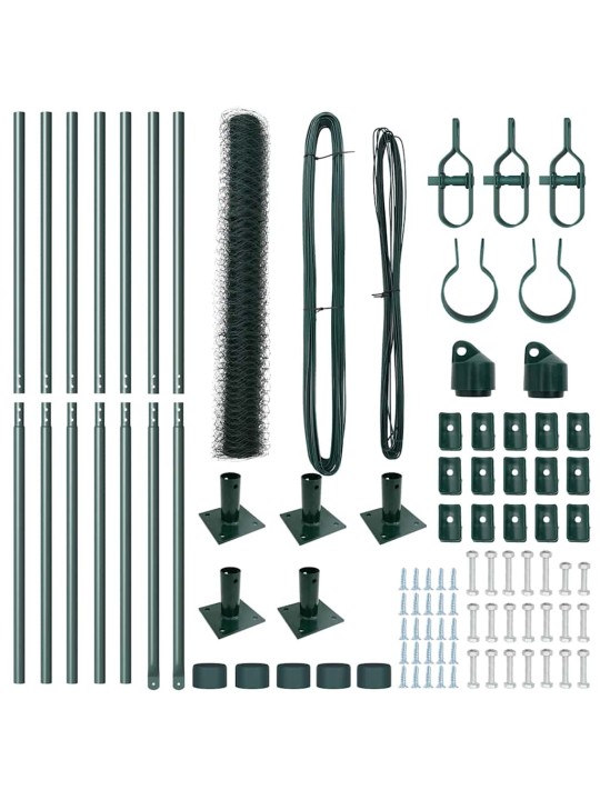 Žogs ar stabiem. zaļa 1.2 x 10 m pvc pārklāts tērauds