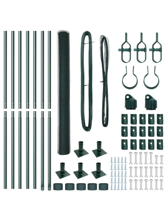 Žogs ar stabiem. zaļa 1.5 x 10 m pvc pārklāts tērauds