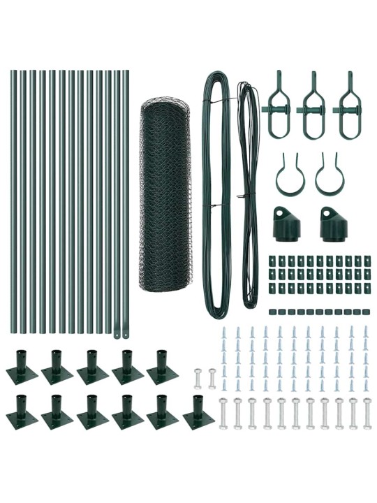 Žogs ar stabiem. zaļa 0.6 x 25 m pvc pārklāts tērauds