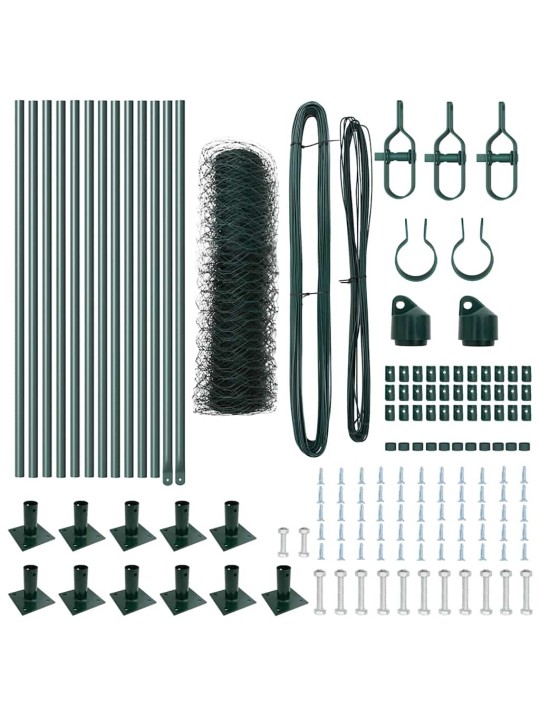 Žogs ar stabiem. zaļa 0.6 x 25 m pvc pārklāts tērauds