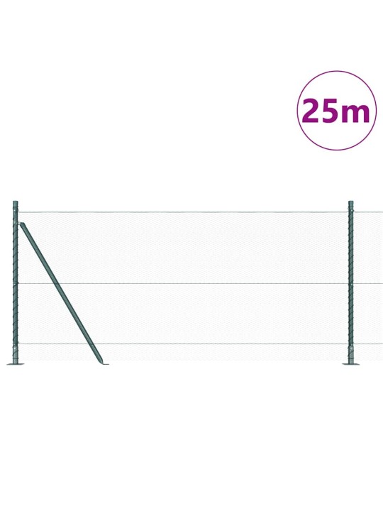 Žogs ar stabiem. zaļa 1 x 25 m pvc pārklāts tērauds