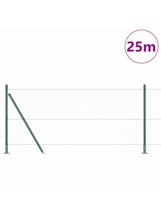Žogs ar stabiem. zaļa 1 x 25 m pvc pārklāts tērauds