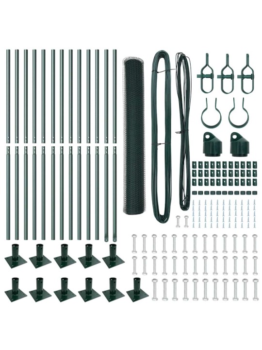 Žogs ar stabiem. zaļa 1.2 x 25 m pvc pārklāts tērauds