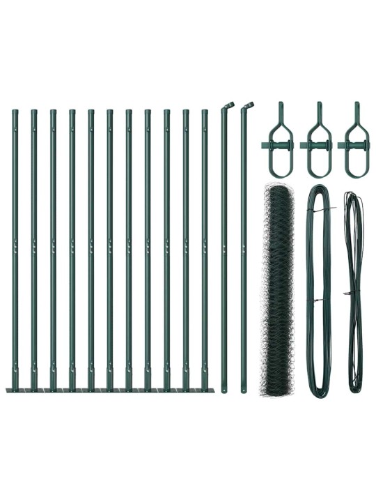 Žogs ar stabiem. zaļa 1.2 x 25 m pvc pārklāts tērauds