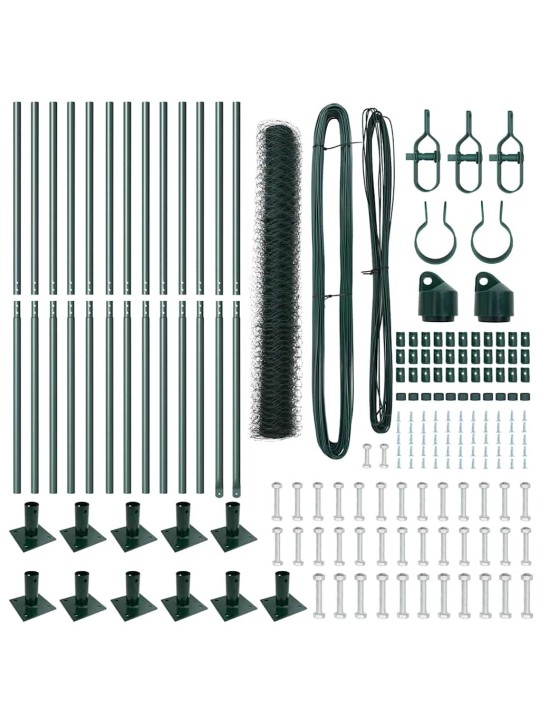 Žogs ar stabiem. zaļa 1.2 x 25 m pvc pārklāts tērauds
