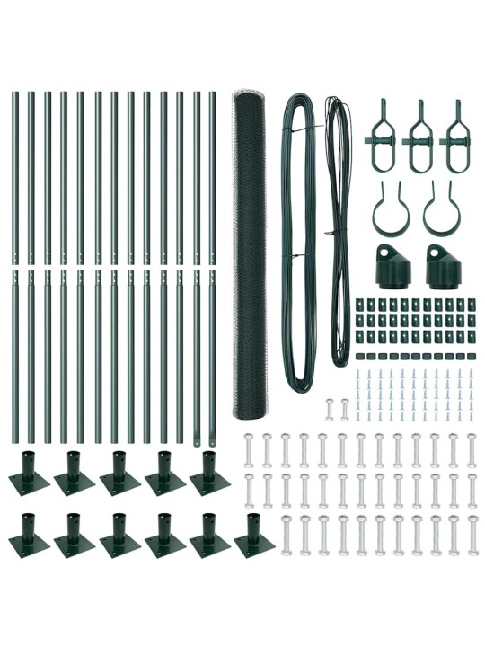 Žogs ar stabiem. zaļa 1.6 x 25 m pvc pārklāts tērauds
