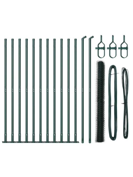 Žogs ar stabiem. zaļa 1.6 x 25 m pvc pārklāts tērauds
