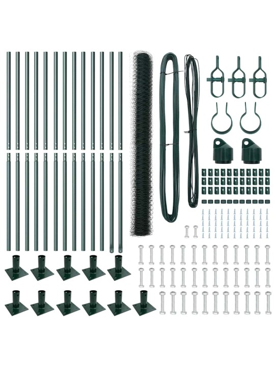 Žogs ar stabiem. zaļa 1.6 x 25 m pvc pārklāts tērauds