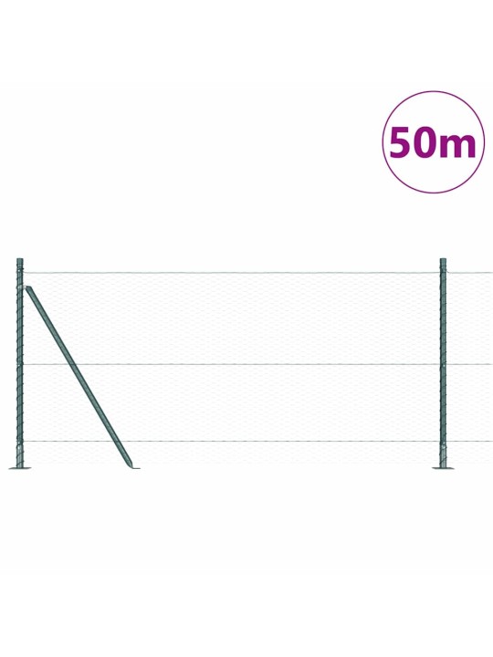 Žogs ar stabiem. zaļa 0.8 x 50 m pvc pārklāts tērauds