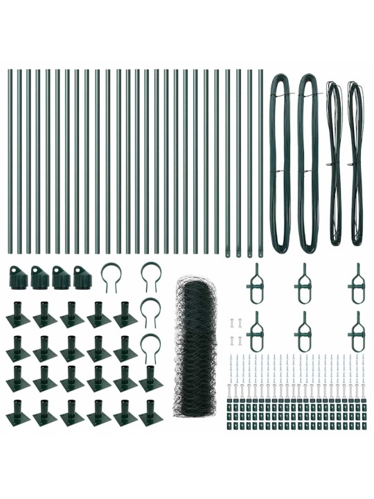 Žogs ar stabiem. zaļa 0.8 x 50 m pvc pārklāts tērauds