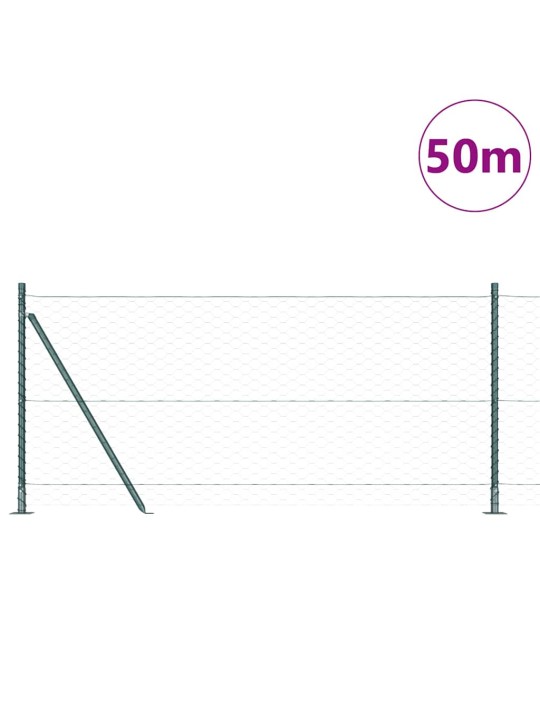 Žogs ar stabiem. zaļa 0.8 x 50 m pvc pārklāts tērauds