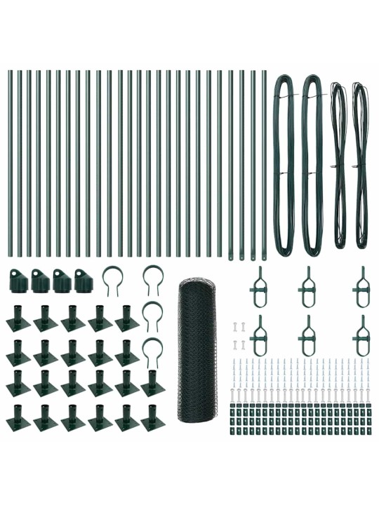 Žogs ar stabiem. zaļa 1 x 50 m pvc pārklāts tērauds