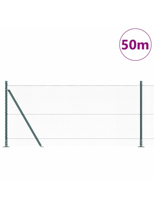 Žogs ar stabiem. zaļa 1 x 50 m pvc pārklāts tērauds