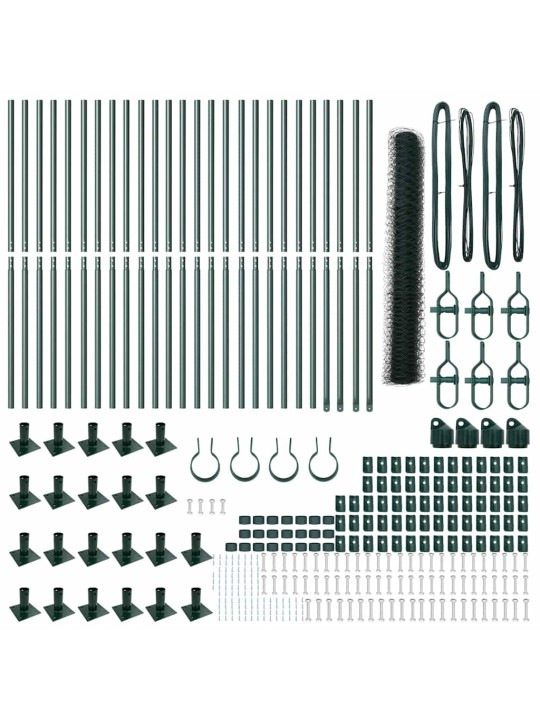 Žogs ar stabiem. zaļa 1.2 x 50 m pvc pārklāts tērauds