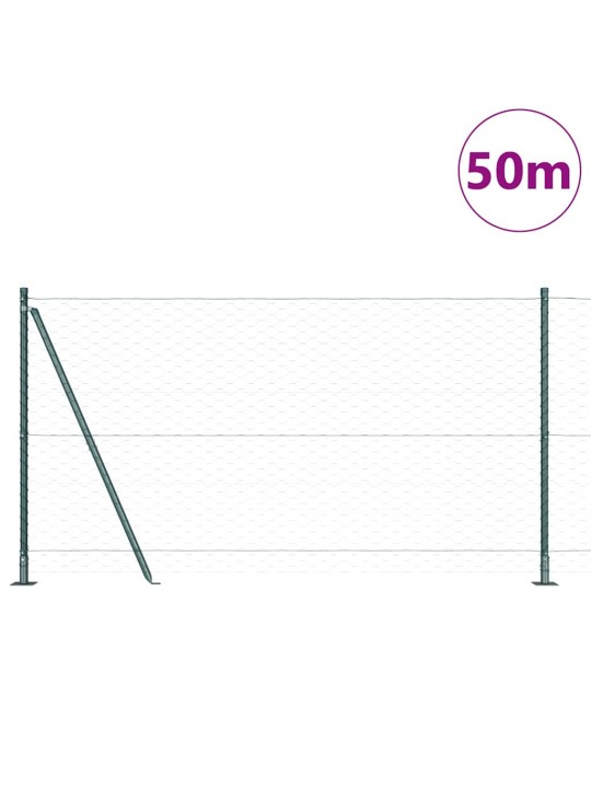 Žogs ar stabiem. zaļa 1.2 x 50 m pvc pārklāts tērauds