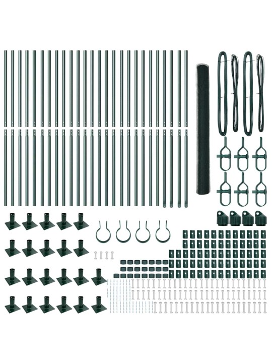 Žogs ar stabiem. zaļa 1.6 x 50 m pvc pārklāts tērauds