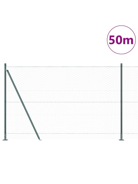 Žogs ar stabiem. zaļa 1.6 x 50 m pvc pārklāts tērauds