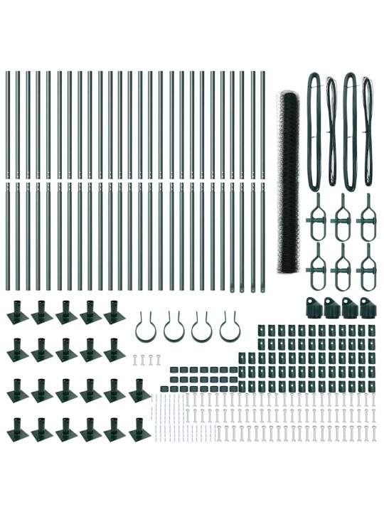 Žogs ar stabiem. zaļa 1.6 x 50 m pvc pārklāts tērauds