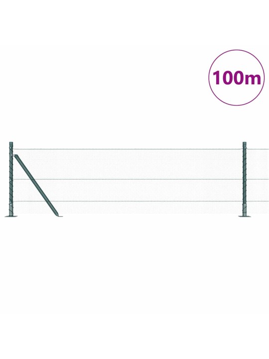Žogs ar stabiem. zaļa 0.6 x 100 m pvc pārklāts tērauds