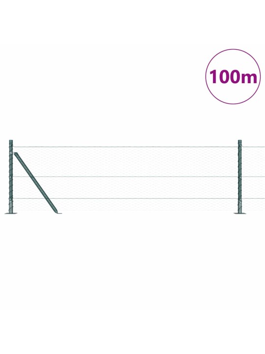 Žogs ar stabiem. zaļa 0.6 x 100 m pvc pārklāts tērauds