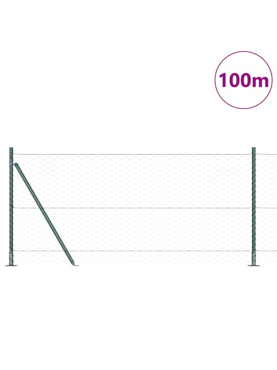 Žogs ar stabiem. zaļa 0.8 x 100 m pvc pārklāts tērauds