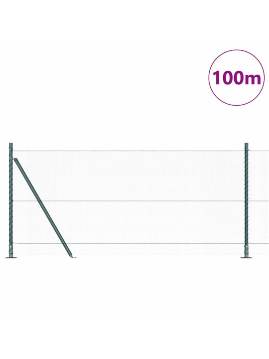 Žogs ar stabiem. zaļa 1 x 100 m pvc pārklāts tērauds