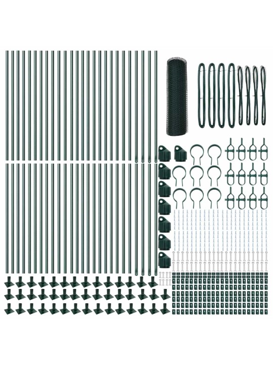 Žogs ar stabiem. zaļa 1 x 100 m pvc pārklāts tērauds