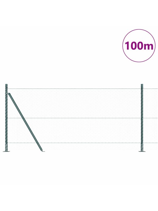Žogs ar stabiem. zaļa 1 x 100 m pvc pārklāts tērauds