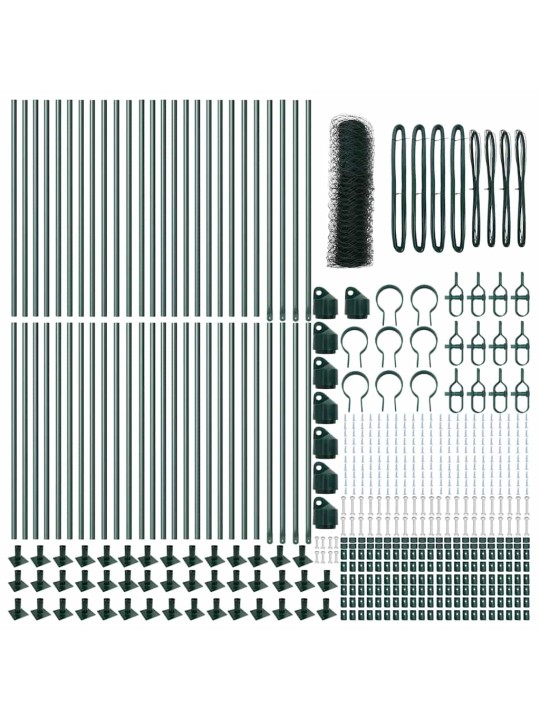 Žogs ar stabiem. zaļa 1 x 100 m pvc pārklāts tērauds