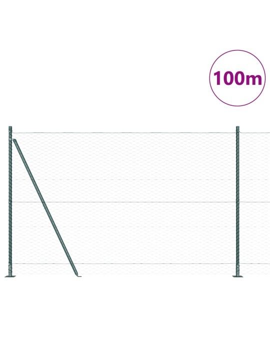 Žogs ar stabiem. zaļa 1.6 x 100 m pvc pārklāts tērauds
