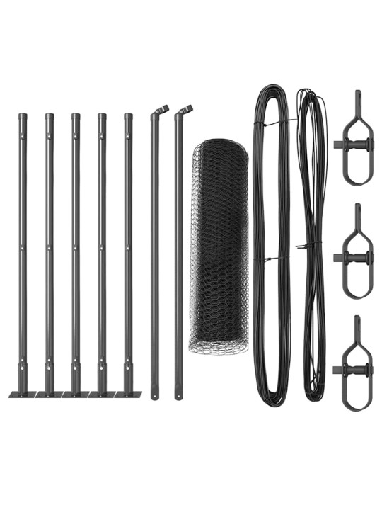 Žogs ar stabiem. pelēka 0.4 x 10 m pvc pārklāts tērauds
