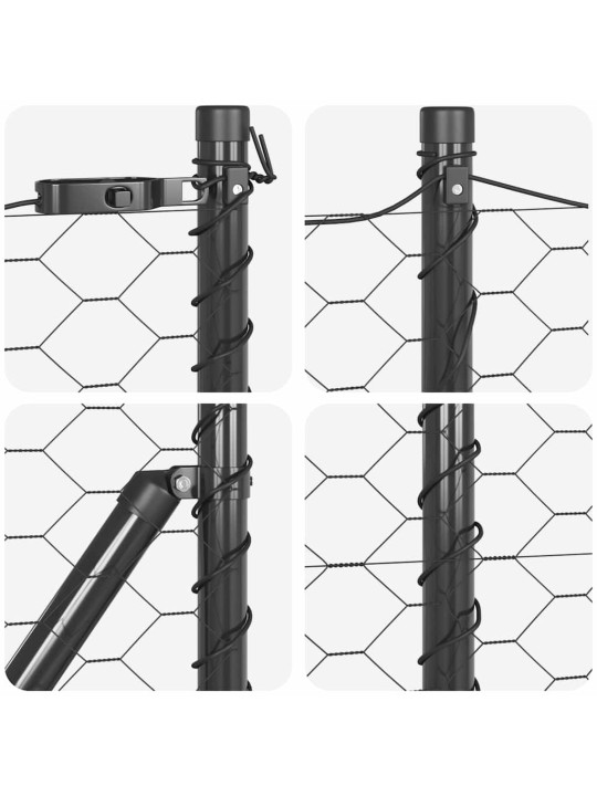 Žogs ar stabiem. pelēka 0.4 x 10 m pvc pārklāts tērauds