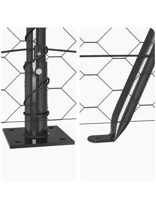 Žogs ar stabiem. pelēka 0.4 x 10 m pvc pārklāts tērauds