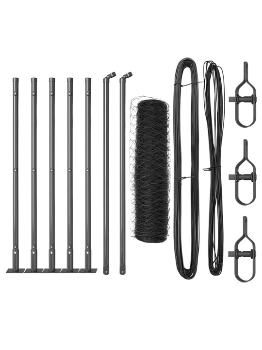 Žogs ar stabiem. pelēka 0.4 x 10 m pvc pārklāts tērauds